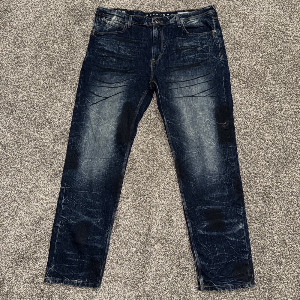 Sean John Jeans Mens Size 40X34 Blue Dark Wash Athlete Tapered Stretch NWOT